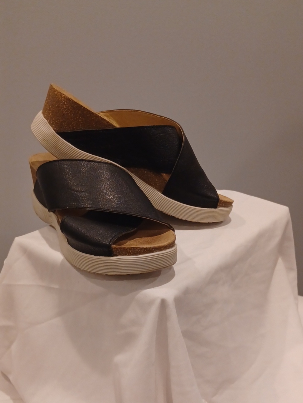 Fly London Black Crisscross Wedge Sandals